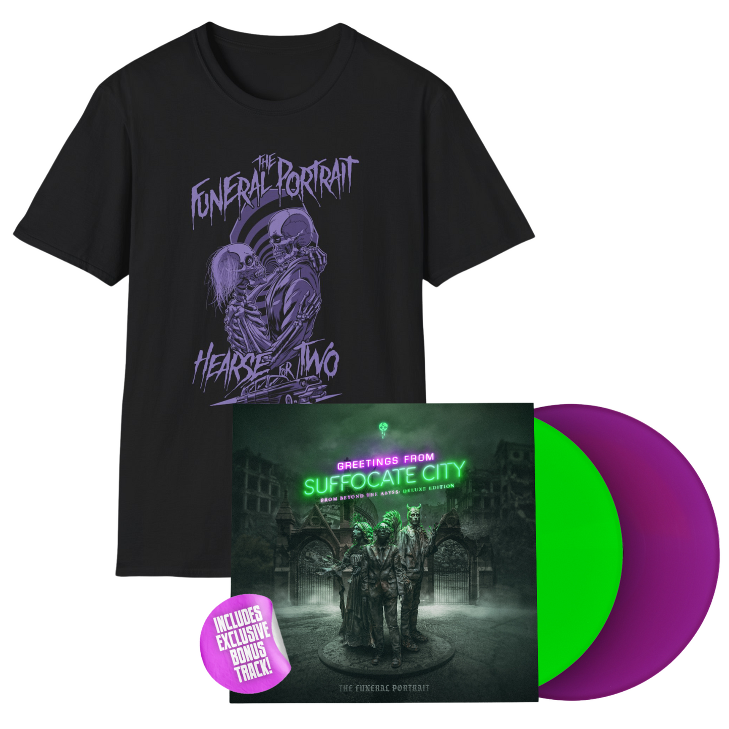 The Funeral Portrait - Greetings From Suffocate City - From Beyond The Abyss (Deluxe Edition) - LP + Hearse For Two Shirt Bundle