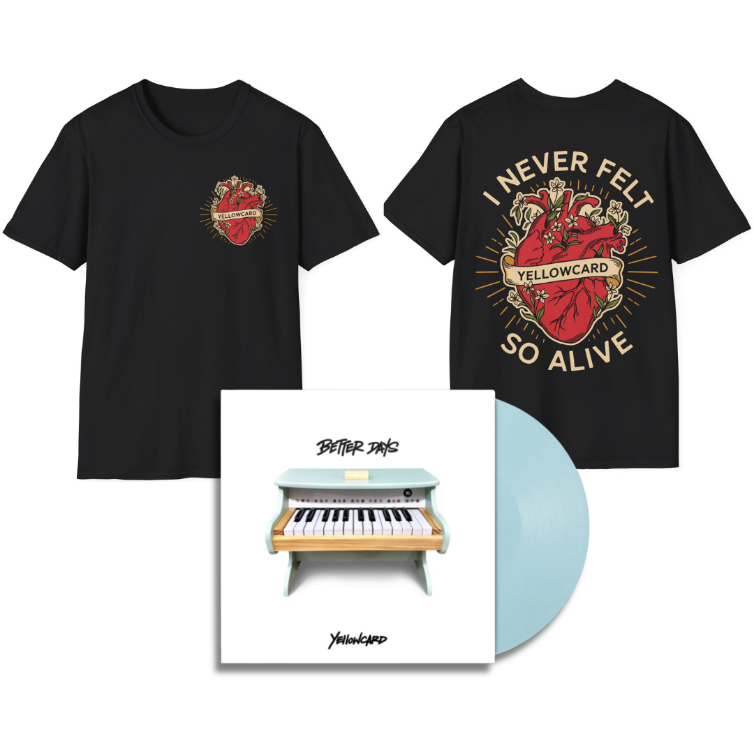 Yellowcard - Better Days - Blue Vinyl + Shirt "Heart" Bundle
