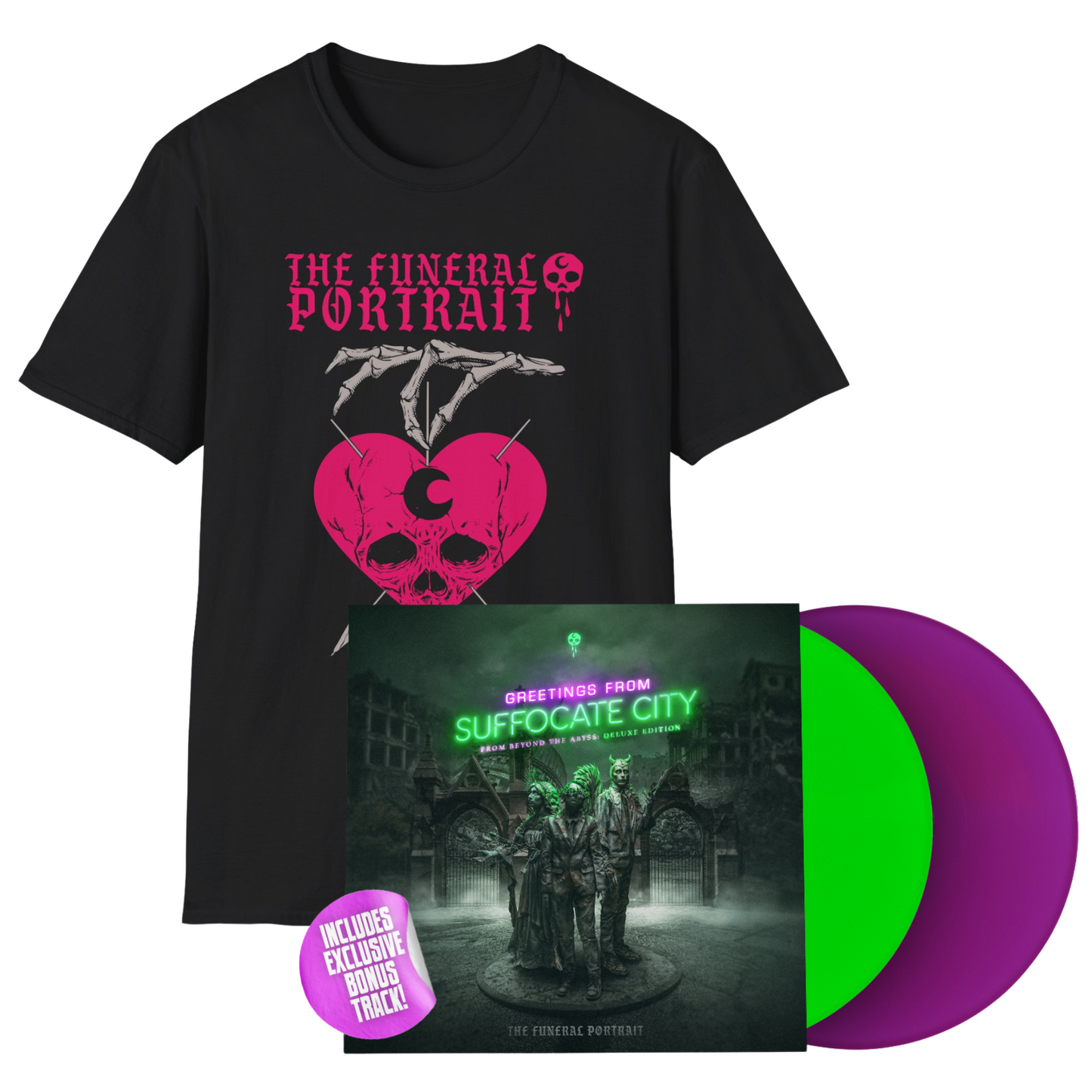 The Funeral Portrait - Greetings From Suffocate City - From Beyond The Abyss (Deluxe Edition) - LP + Valentines Shirt Bundle