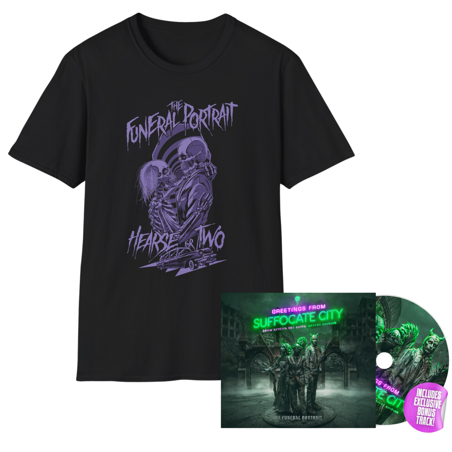 The Funeral Portrait - Greetings From Suffocate City - From Beyond The Abyss (Deluxe Edition) - CD + Hearse For Two Shirt Bundle