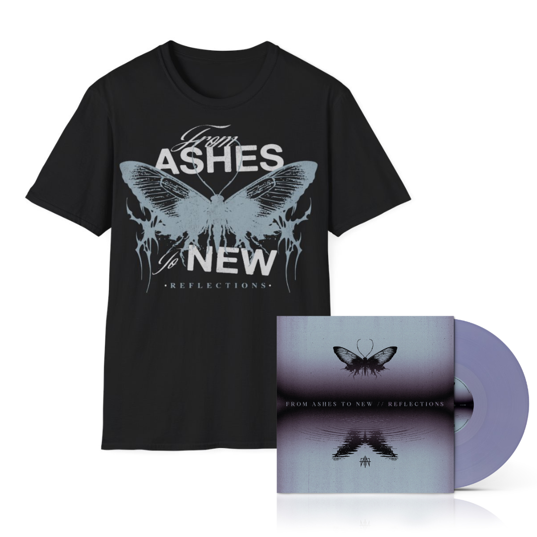From Ashes To New - Reflections - Periwinkle Color Vinyl + Black Shirt Bundle