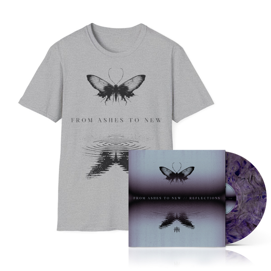 From Ashes To New - Reflections - Urchin Marble Color Vinyl + Grey Shirt Bundle